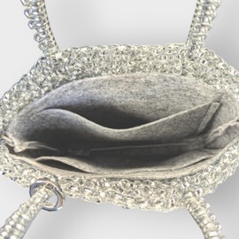 ワイヤーバッグ/ワイヤー編みバッグ用バッグインバッグスクエア型L/M/ミニ/縦長/Zサイズ/防水/ (グレー, ミニサイズ)