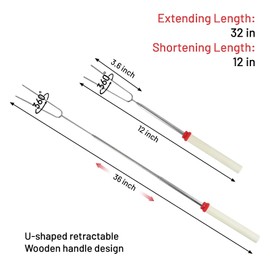 10 Pack Marshmallow Toasting Forks Kit - Extendable Stainless Steel Smores Sticks for BBQ and Campfire - Retractable Outdoor Campfire Accessories for Roasting Marshmallows and Hot Dogs