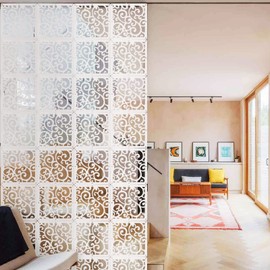 ANMINY 12 PCS Hanging Room Divider Decorative Thick Panels Floral Carving Wall Screen Hollow Out Design for Bedroom Living Dining Room Kitchen Office Restaurant Home Hotel Decor - White Vine Leaves