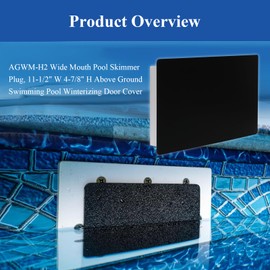 AGWM-H2 Wide Mouth Pool Skimmer Plug, 11-1/2" W 4-7/8" H Above Ground Swimming Pool Winterizing Door Cover, Fits Hayward SP1091WM, Poolstyle PS002, Kokido K002WBX, Waterway Flo-Pro ll Widemouth