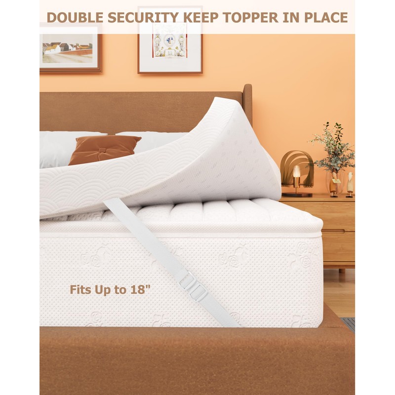 Zenzy 3" Queen Waterproof Mattress Topper Cover, [100% Waterproof] [Ultra-Soft]