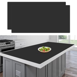 48"x24"(120cmx60cm) Large Silicone Mat for Kitchen Counter, Heat Resistant Non-Slip Countertop Protector, Waterproof Silicone Craft Mat for Kitchen Island(2Pack, Black)