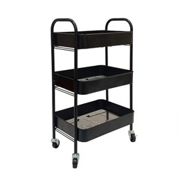 Generic 3-Tier Rolling Cart with Wheels,Metal Utility Trolley Cart with Wheels,Storage Cart for Offices, Kitchens, Bedrooms, and Bathrooms,Black, Yongsd-TC001