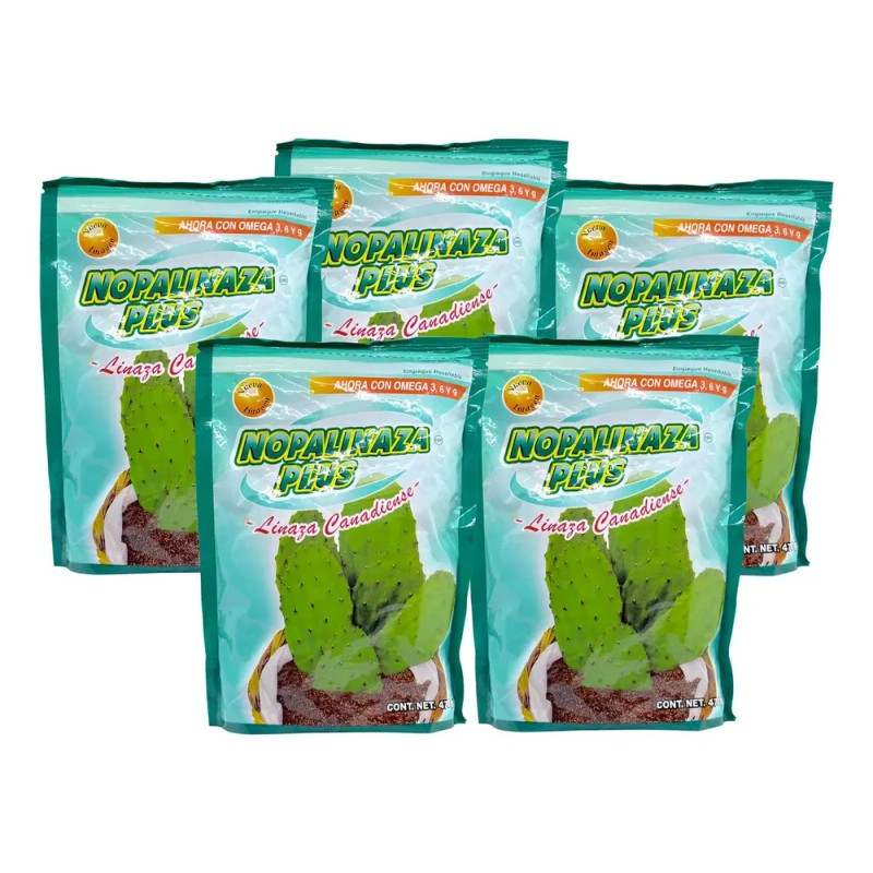 5 Bolsas Fibra Nopalinaza Plus (linaza Canadiense) 470 Grs. Sin