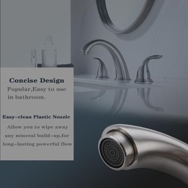 Widespread Bathroom Sink Faucet Brushed Nickle 2 Handle 8 inch Lavatory Faucet 3 Hole 360° Swivel Spout Vanity Sink Basin Faucets