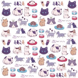 OIIKI 225 PCS Cat Scrapbook Stickers, Mini Size Laptop Stickers Decals, DIY Decoration Stickers for Scrapbook, Laptop, Travel Case, Calendars (5 Pack x 45 PCS)