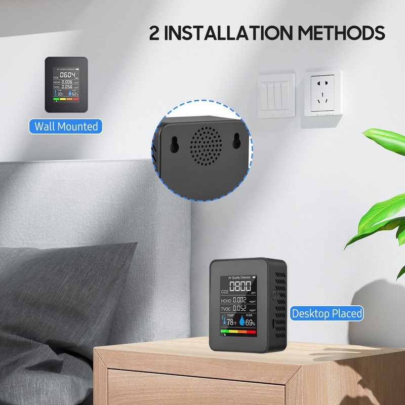 Prefessionall Indoor Air Quality Monitor, 5 in 1 Portable Smartair