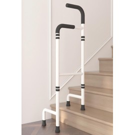 Elderly Stair Climbing Assist Cane, Adjustable Height 36-46in, Lightweight(2.6lb) & Sturdy and Anti-Slip, Foam Grip Handles, Relieves Pain