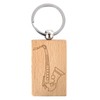keepdrum Wooden Saxophone Keyring Rectangle Gift for Musicians, natural, Unit