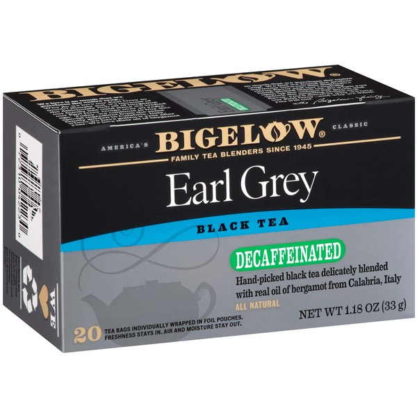 Bigelow Tea Decaffeinated Earl Grey Black Tea, 20 Count (Pack of 6), 120 Total Tea Bags