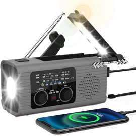 Solar Emergency Radio 4000mAh Solar Hand Crank AM/FM/NOAA Portable Weather Radio with