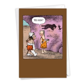 NobleWorks - Funny Get Well Soon Card with Envelope - Cartoon Humor, Feel Better Greeting - Caveman Drawing C6364GWG