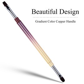 Ycyan 1Pcs Dual-ended Oval & Flat UV Gel Nail Brush Copper Handle Nail Art Design Brushes Professional Nail Art Tools Multicolor
