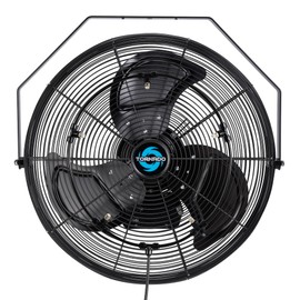 Tornado 20 Inch Outdoor Wall Mount Fan High Velocity Metal Misting Fan For Commercial, Industrial, Residential, Greenhouse Use 3 Speed 4750 CFM 5 Nozzles UL Safety Listed