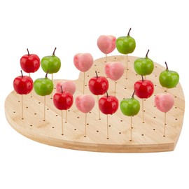 FINGERINSPIRE Bamboo Skewer Holder for Presenting Food, Heart Shape, 99 Hole Lollipop Display Stand, Wood Colour, Appetizers, Presentation Holder for Birthday Parties, Cocktail Party
