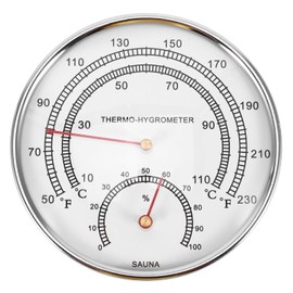 2-In-1 Sauna Thermo-Hygrometer, 50-230℉ Thermometer, Easy to Read, Round Stainless Steel Thermometer for Steam Room Sauna Room Home Office Air Comfort Thermo Hygrometer