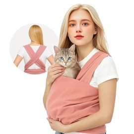 Palsway Pink Cat Sling Carrier Chest, Wearable Puppy Sling, Cat Swaddle Carrier for Woman, Small Dogs, Kitten, Bunny, Rabbit Under 7 Lbs