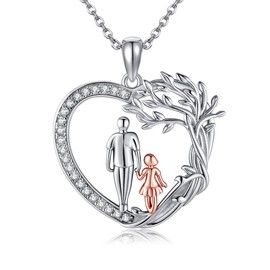 DAYLINLOVE To My Daughter Necklace 925 Sterling Silver Tree of Life Heart Shape Pendant Necklace Father Daughter Jewellery Gift for Women Girls, Sterling Silver, No Gemstone