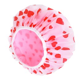 Ymapinc Women's Shower Cap, Waterproof Shower Cap with Terry Cloth Lining, Reusable Shower Cap, Large Bathing Cap, Women's Pink Hair Cap, Elastic Hair Cap for Long, Thick Hair, Spa, Salon