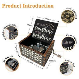 U R My Sunshine My Only Sunshine Wooden Music Box Summer Gifts for Women Vintage Hand Crank Antique Music Boxes U R My Sunshine Music Boxes for Women Friendship Gifts for Women Friends - DH440
