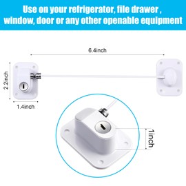 Hotop 4 Pack Fridge Locks for Kids Cabinet Locks with Keys Self Adhesive Child & Baby Toddlers Proofing Mini Safety Locks for Refrigerator Deep Freezer Drawers Doors Latch(White)