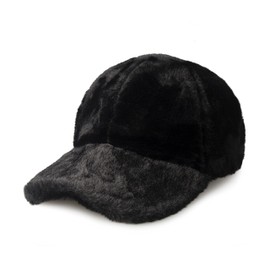 CHOK.LIDS Everyday Winter Fur Baseball Cap for Women Men Fleece Dad Hat Unisex Adjustable Lightweight Polo Style Curved Brim (Black)