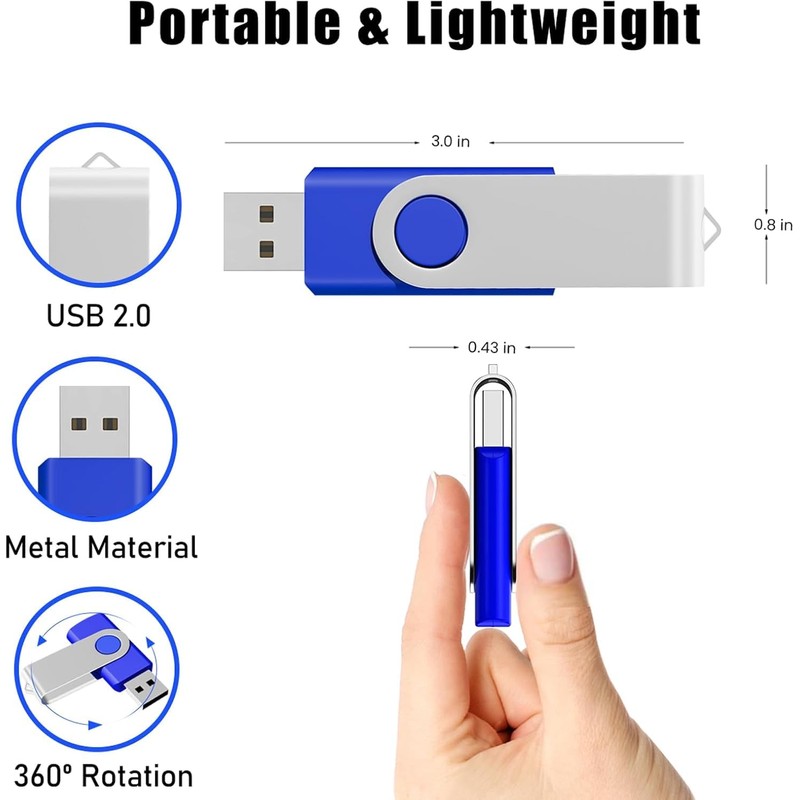 2Pack 8GB USB 2.0 Thumb Flash Drives Swivel Design Pen