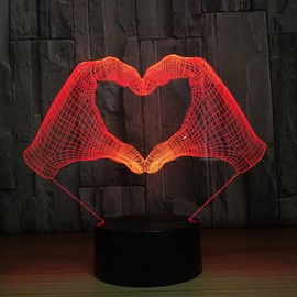 MOLLY HIESON 3D Love Heart Night Light Touch Switch Decor Table Desk Optical Illusion Lamps 7 Color Changing Lights LED Table Lamp Xmas Home Love Birthday Children Kids Decor Toy Gift