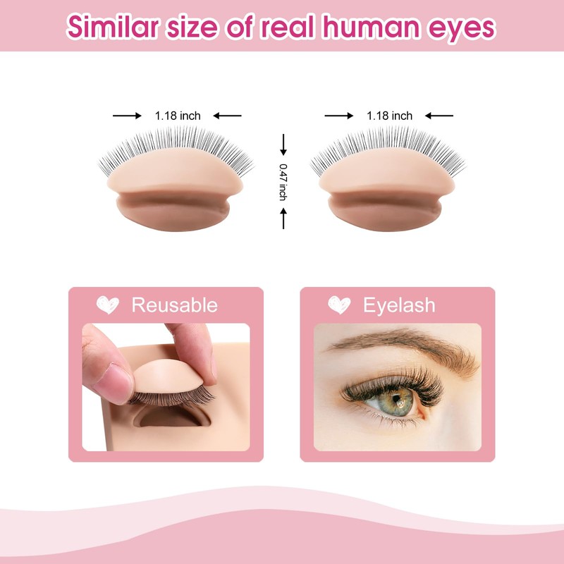 Miuffue 3 Pairs 2 Layers Eyelash Practice Eyelids for Mannequin