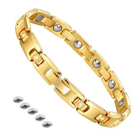 Germanium Bracelet, Magnetic Bracelet, Women's Pure Titanium (99.5%), Lightweight, Hypoallergenic, Popular Item, Titanium, Cubic Zirconia
