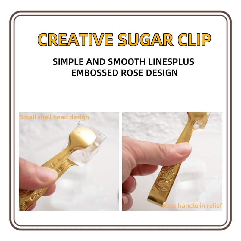 Mini Sugar Tongs, Stainless Steel Serving Tool - Rose Sugar