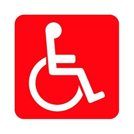 Handicap Sticker - Decal - Die Cut - Disabled Assisted - Red 1.50" x 1.50"