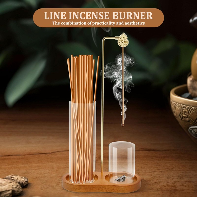 Incense Holder Wooden Upside Down Incense Holder with Removable Glass