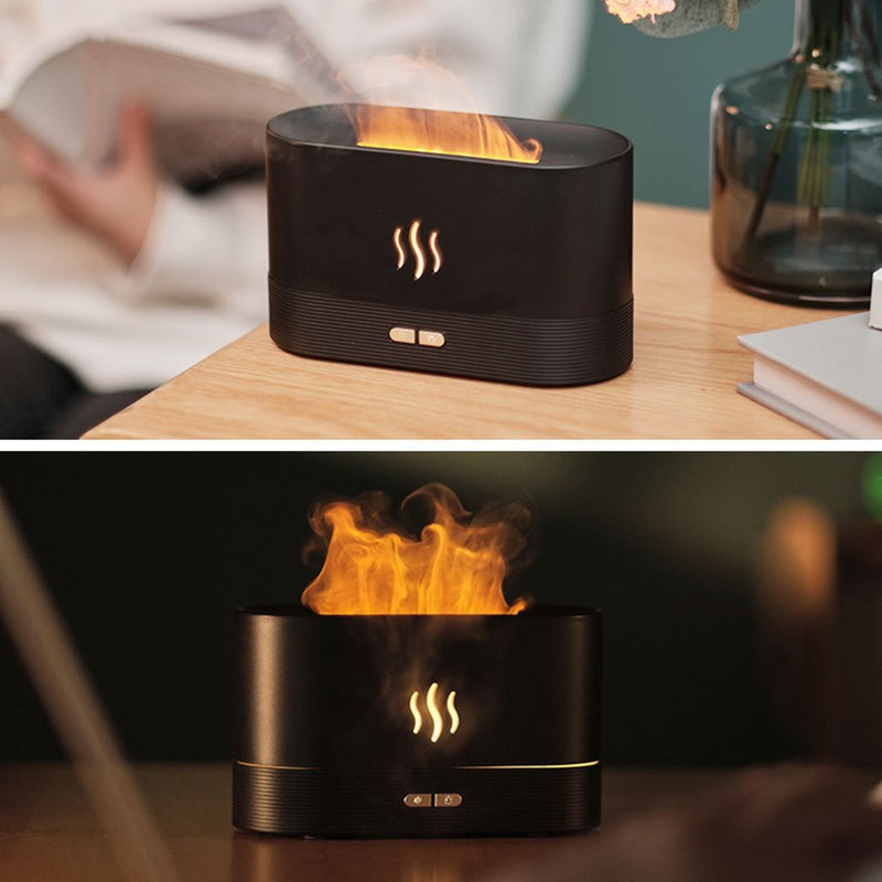 Aroma Diffuser Simulated Flame Large Fog Humidifier USB Atmosphere Lamp