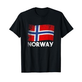Retro Bandiera Della Norvegia Maglietta