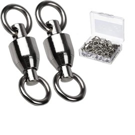 9Tong Ball Bearing Swivels Connector High Strength Stainless Steel Solid Welded Rings Barrel Swivels Saltwater Freshwater Fishing Black 25pcs 110lbs