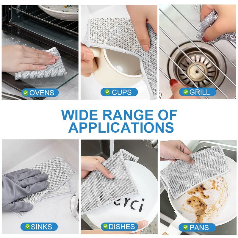 Vicloon 10 PCS Multipurpose Wire Dishwashing Rags for Wet and