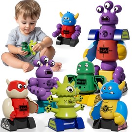 MSKOLER Magnet Robot Toys for Kids 3-5 - Magnetism Stacking Transform Boys Toys for Ages 5-7 with Storage Box, Set for Toldllers Age 3-8 Years Old Girls, Christmas and Birthday Gifts