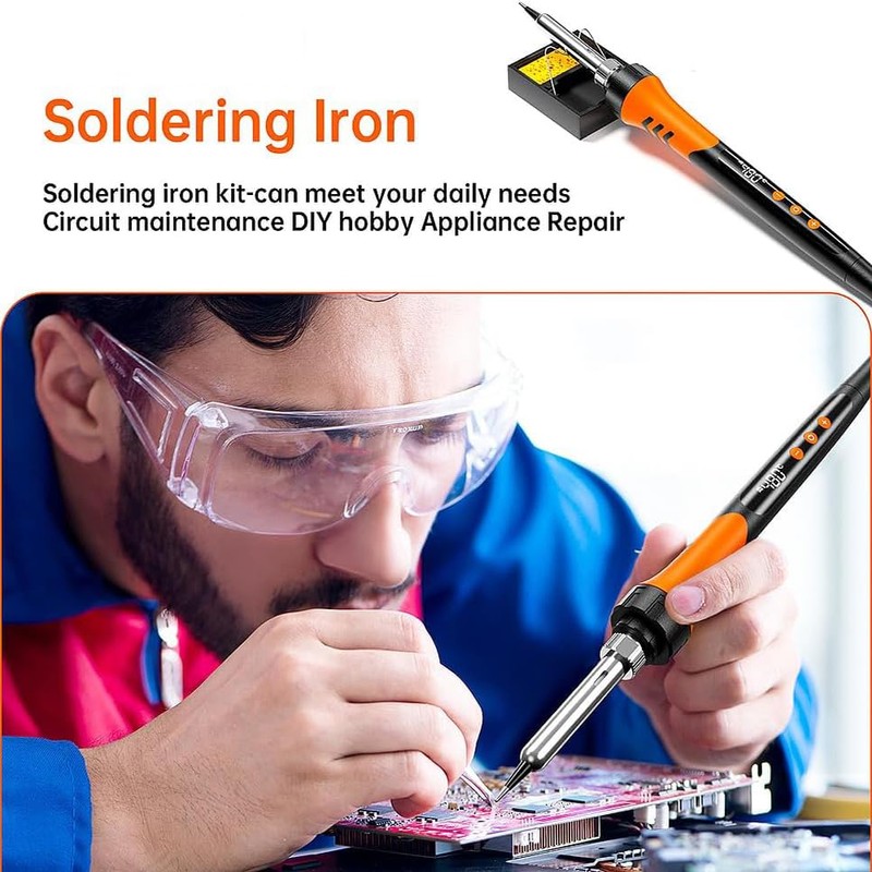 Soldering Iron Kit, 90 W LCD Digital Soldering Gun, 12-in-1
