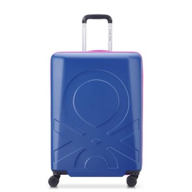 United Colors of Benetton Fabrica Hardside Luggage with Spinner Wheels, Blue, Checked-Medium 23 Inch