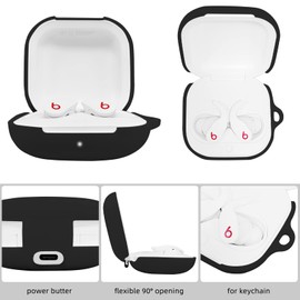 AIIEKZ Compatible with Beats Fit Pro 2021, Soft Silicone Case with Gold Heart Pattern for Beats Fit Pro Case with Cute Butterfly Keychain for Girls Women (Black)