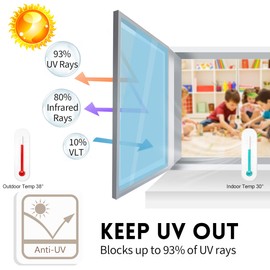 KESPEN Window Privacy Film Window Tint for Home Sun Blocking Static Cling One Way Mirror Tint Anti UV Reflective Film for Home and Office, Blue-Silver, 29.5 Inch X 6.5 Feet
