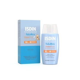 ISDIN fotoprotector fusion fluid mineral baby pediatrics spf 50, protector solar facial 100% mineral para la piel del nino y bebe, 50ml