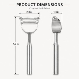 2-in-1 Julienne Vegetable Peeler, Stainless Steel Y Peeler with Dual Blades