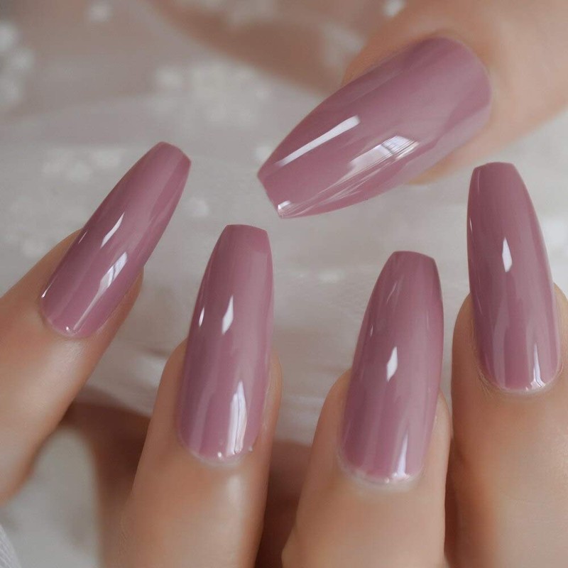 CoolNail Dark Purple Pink Press on False Nails Extra Long