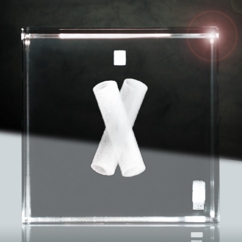 3D Laser Glass Crystal Cube Layout: Large Rings with Your