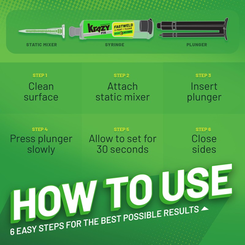 Krazy Fix Fast Weld, 2 Part Clear Epoxy Glue, Permanent