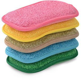 Multipurpose Kitchen Scrub Sponges, Heavy Duty Cleaning Non-Scratch Scrub Sponge, Reusable Microfiber Sponge for Household Cleaning, Random Colors (Multicolour)