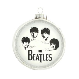 kat + annie Ornament The Beatles Drum, Silver and White