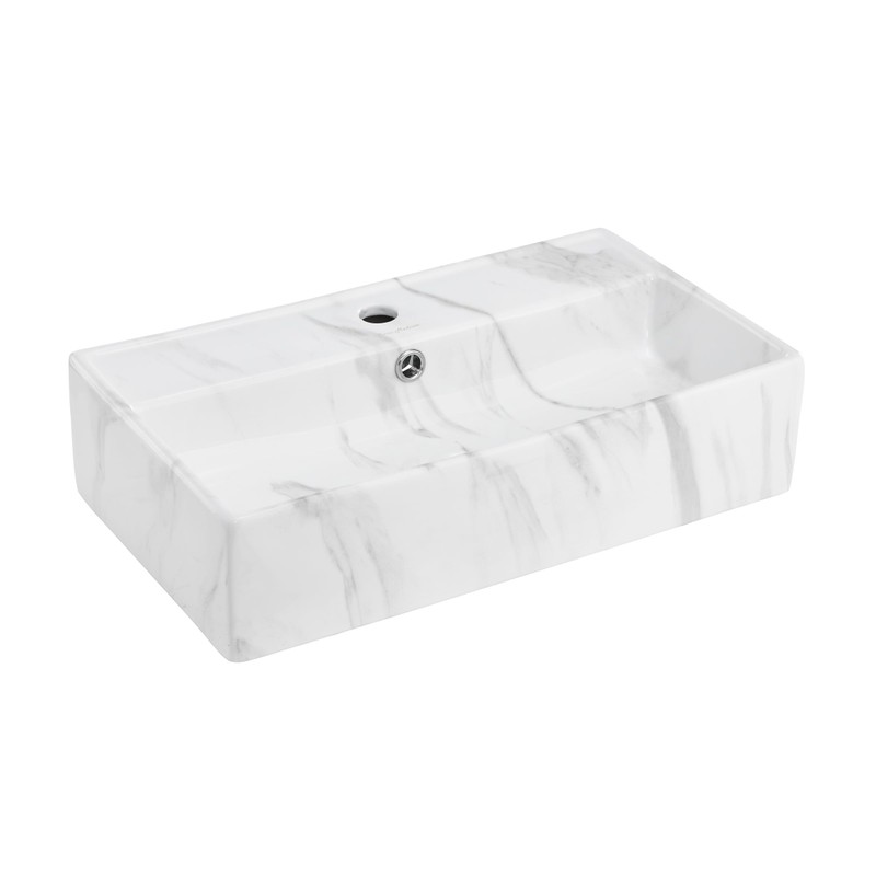 Claire 22” Rectangle Wall-Mount Bathroom Sink in White Marble